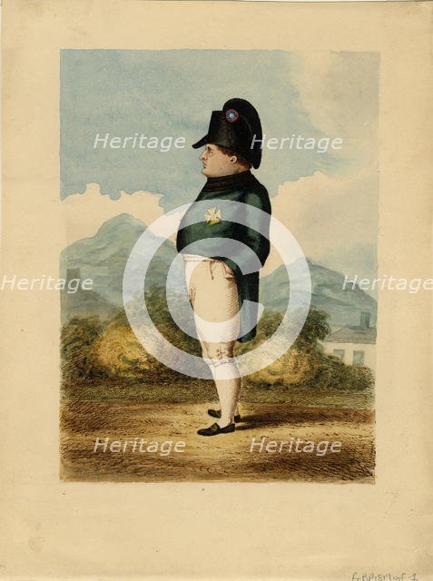 Napoleon Bonaparte on the island of Saint Helena, 1817. Artist: Unknown artillery officer  