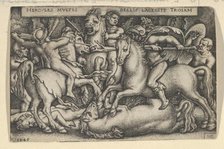 Hercules Fighting Against the Trojans, from The Labors of Hercules, 1545. Creator: Sebald Beham.