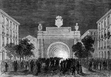 Opening of the Mont Cenis Tunnel: illuminations at Turin representing the tunnel, 1871. Creator: Unknown.