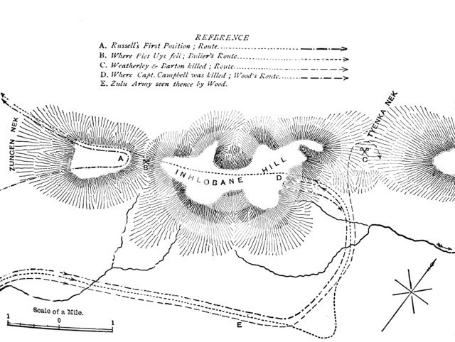 'Plan of the Fight on the Inhlobane Mountain, (March 28, 1979)', c1880. Artist: Unknown.