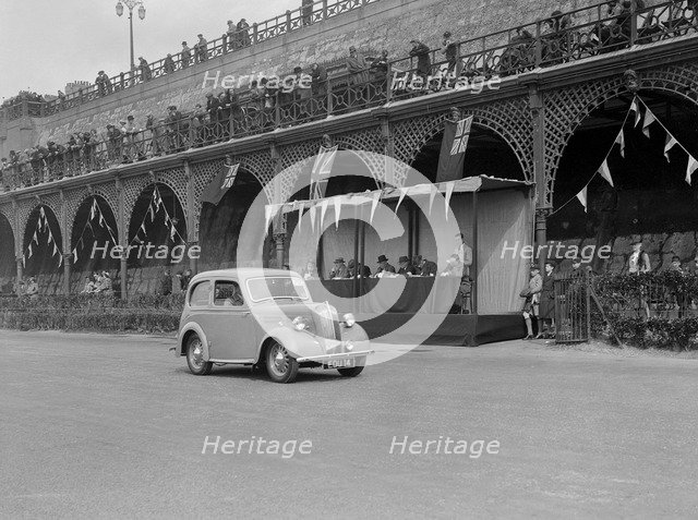 Standard Flying 8 of J Yates at the RAC Rally, Madeira Drive, Brighton, 1939. Artist: Bill Brunell.