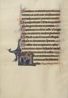 Initial V: Christ Refusing Admittance to the Foolish Virgins; Bute Psalter, about 1285. Creator: Bute Master.