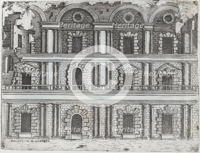 Arcus Vespasiani, from a Series of Prints depicting (reconstructed) Buildin..., Plate ca. 1530-1550. Creator: Master GA.