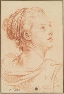 Head of a Woman Looking Back Over Her Shoulder. Creator: Jean-Baptiste Greuze.