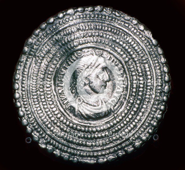 Silver viking disc-brooch, imitating a byzantine coin possibly originating in York. Artist: Unknown