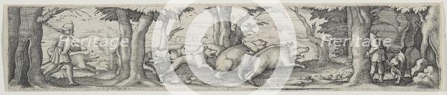 Boar Hunt. Creator: Virgilius Solis (German, 1514-1562).