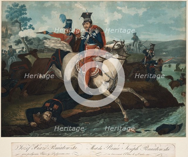 Death of Prince Józef Poniatowski in the Battle of Leipzig, 1820. Artist: Vernet, Horace (1789-1863)