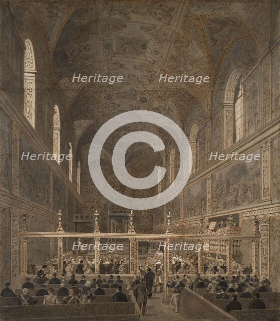 The Sistine Chapel in the Vatican, c 1868. Creator: Benoist, Philippe (1813-1896).