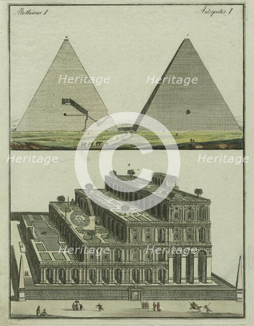 Section and interior of the Great Pyramid. The floating gardens, 1801. Creator: Fischer von Erlach, Joseph Emanuel (1693-1742).