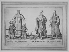 Gestus habitusq. in Turcia puerorum foras exeuntium; Mulier Turca cui amictui est tegmen M..., 1580. Creator: Abraham de Bruyn.