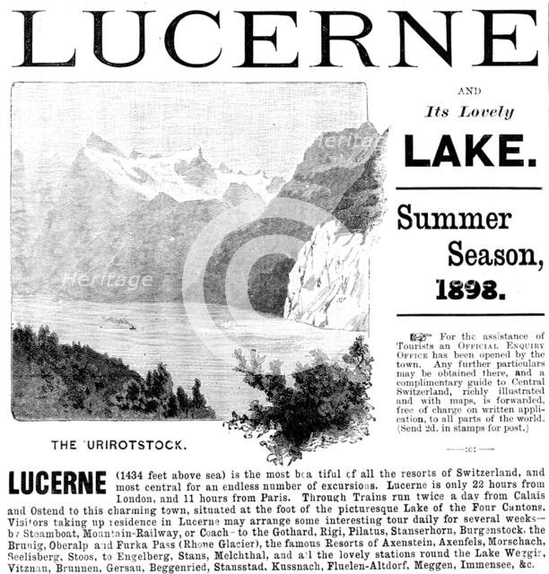 Advertisement for trips to Lake Lucerne, 1898. Creator: Unknown.