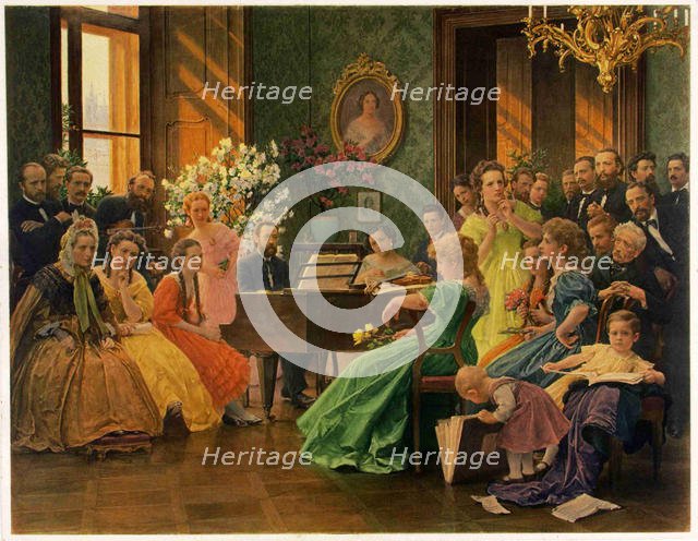 Bedrich Smetana in circle of friends in 1865, 1923. Creator: Dvorak, Franz (Frantisek) (1862-1927).