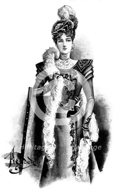 Ladies' Page: a grey cloth gown, braided with black, 1898. Creator: Picador.