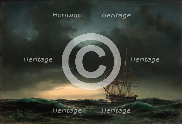 Danish corvette after a storm, 1848. Creator: Anton Melbye.