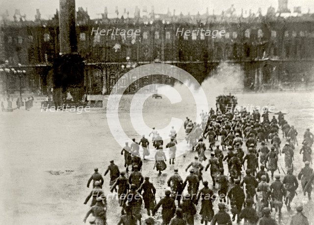Storming the Winter Palace on 25th October, 1917 (From the Film "October" 1927).