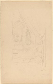 Sketch of Mrs. Godwin's Portrait when hung at the Society of British Artists, 1886/1887. Creator: James Abbott McNeill Whistler.