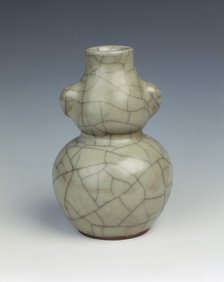 Guan-type celadon miniature double gourd vase, Yuan dynasty, China, 14th century. Artist: Unknown