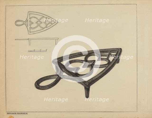 Flat Iron Holder, c. 1937. Creator: Holger Hansen.