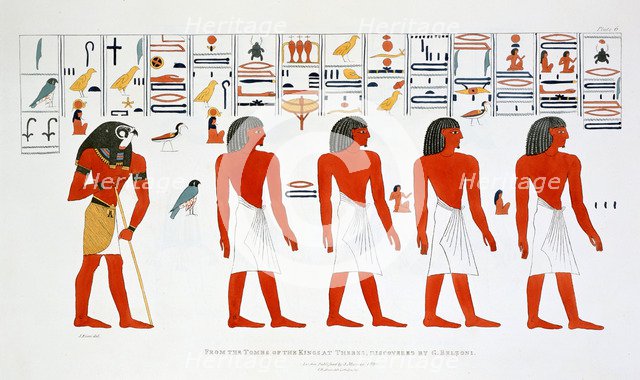 Mural from the Tombs of the Kings at Thebes, 1820. Artist: Giovanni Battista Belzoni