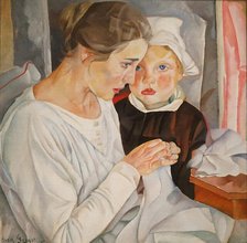 Mother and Child, 1918. Creator: Grigoriev, Boris Dmitryevich (1886-1939).