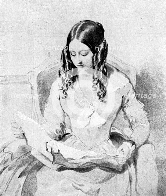 Queen Victoria reading despatches, c1840s.Artist: William Charles Ross