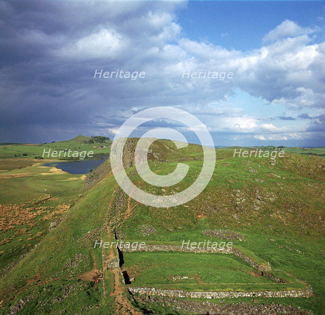 Hadrian's Wall, looking east to Milecastle, 2nd century. Artist: Unknown