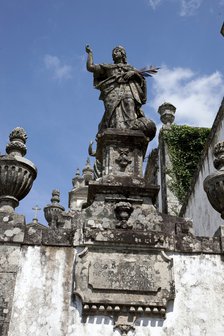 Statue on the monumental Baroque stairway, Bom Jesus do Monte Church, Braga, Portugal, 2009.  Artist: Samuel Magal