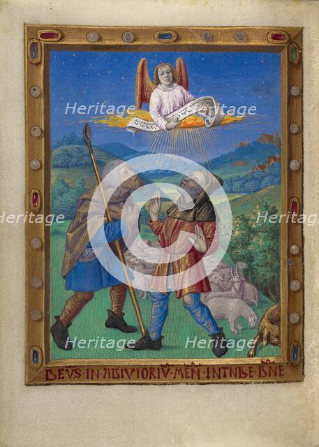 The Annunciation to the Shepherds; Book of Hours, about 1480-1490. Creator: Georges Trubert.
