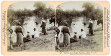 Baptising in the River Jordan, Palestine, 1896.Artist: Underwood & Underwood