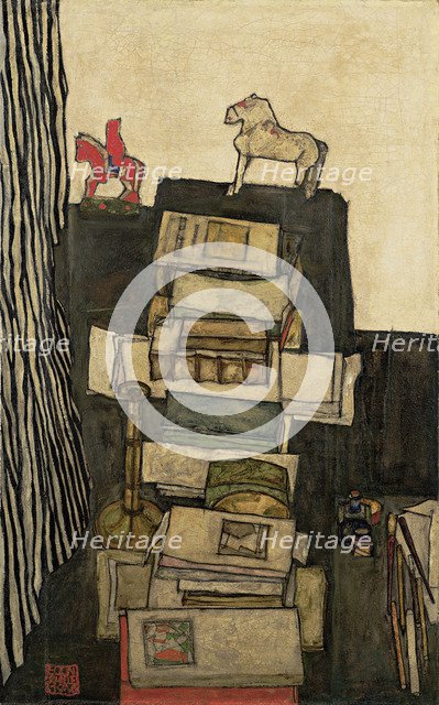 Still Life with Books (Schiele's Desk), 1914. Artist: Schiele, Egon (1890–1918)