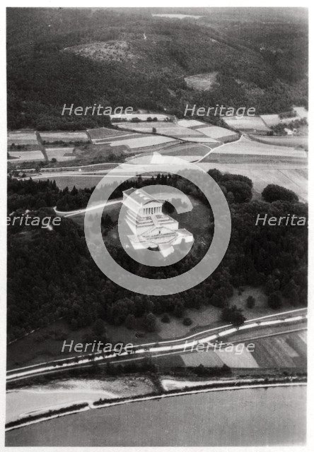 Aerial view of the Walhalla Temple, near Regensburg, Germany, from a Zeppelin, c1931 (1933). Artist: Unknown