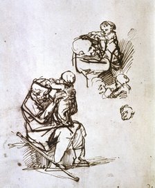 'Old Man Playing with Child', 1635-1640. Artist: Rembrandt Harmensz van Rijn    