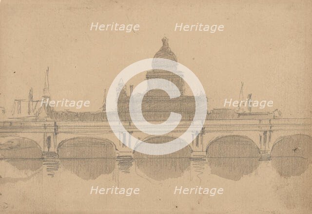 View of St. Paul's Cathedral from the Thames, c1860. Creator: David Roberts.