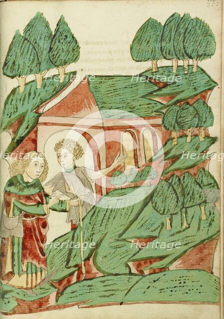 Josaphat meets a Hermit; Barlaam und Josaphat, 1469. Creators: Hans Schilling, Diebolt Lauber.