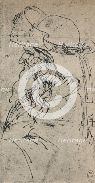 'Profile to the Left of an Old Man in a Large Hat', c1480 (1945). Artist: Leonardo da Vinci.