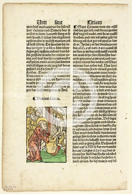 Saint Ciriaco from Heiligenleben (The Lives of Saints), Plate 12 from Woodcuts from..., 1929. Creators: Unknown, Johann Schönsperger the Elder, Jacobus de Voragine, Wilhelm Ludwig Schreiber.