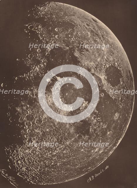 Photographie de la lune a son 1er Quartier, March 6, 1865. Creator: Lewis Morris Rutherford.