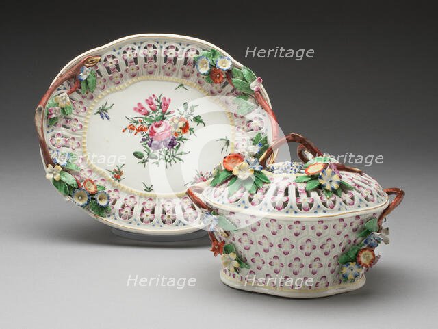 Chestnut Basket and Stand, Worcester, c. 1760. Creator: Royal Worcester.