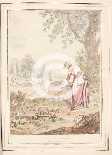 Chestnut Gatherers of Loiana, leaf from 'A Collection of Dresses by David Allan Mostly..., 1776. Creator: David Allan.