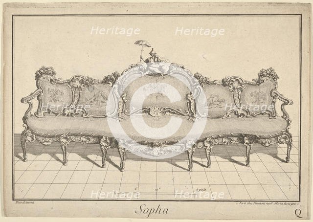 Design for a Sofa, from: Nouvelle Iconographie Historique III, series Q, 1771 or after. Creator: Duval.