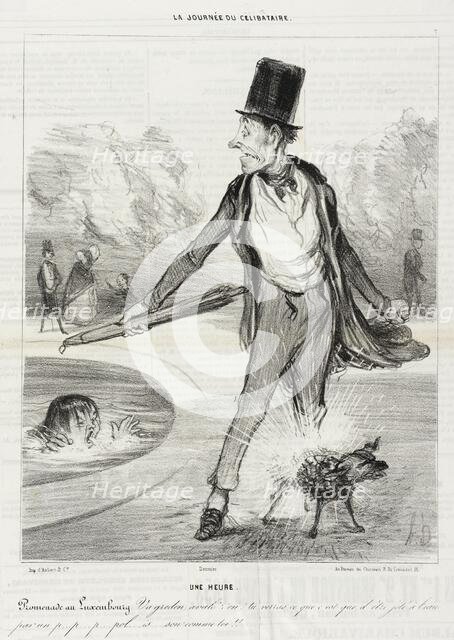 Une heure - Promenade au Luxembourg, 1839. Creator: Honore Daumier.