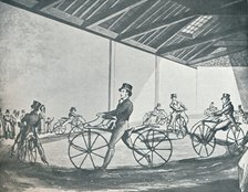 'Johnson's Pedestrian Hobby-Horse Riding School at 377, Strand', 1819, (1912). Artist: Unknown.