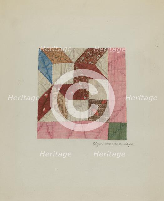 Cotton Bed Quilt, c. 1941. Creator: Elgin Moncure Styll.