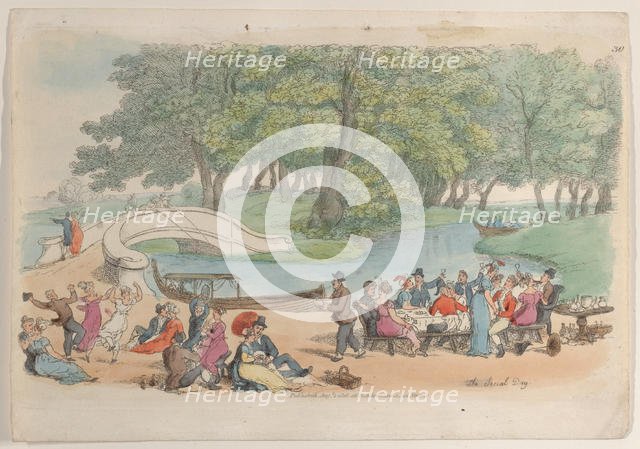 Plate 30: The Social Day, from "World in Miniature", 1816., 1816. Creator: Thomas Rowlandson.