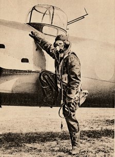 Fully Equipped for air fighting; oxygen, radio, electrically heated clothing and parachute, 1940. Artist: Unknown
