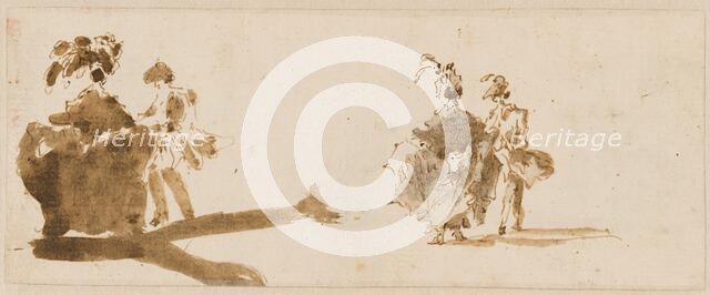 Two Elegant Couples [verso], c. 1780. Creator: Francesco Guardi.