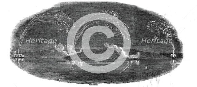 Illumination of the Rhine, from Stolzenfels, 1845. Creator: Ebenezer Landells.