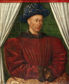Portrait of the King Charles VII of France, 1445-1450. Artist: Fouquet, Jean (1420–1481)