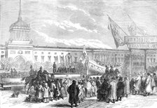 Russian marriage festivities: procession of life-boats at St. Petersburg..., 1874. Creator: Unknown.