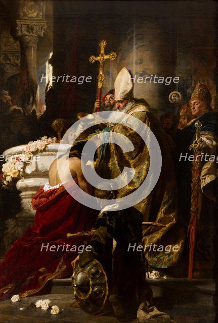 The Baptism of Vajk , 1875. Creator: Benczúr, Gyula (1844-1920).